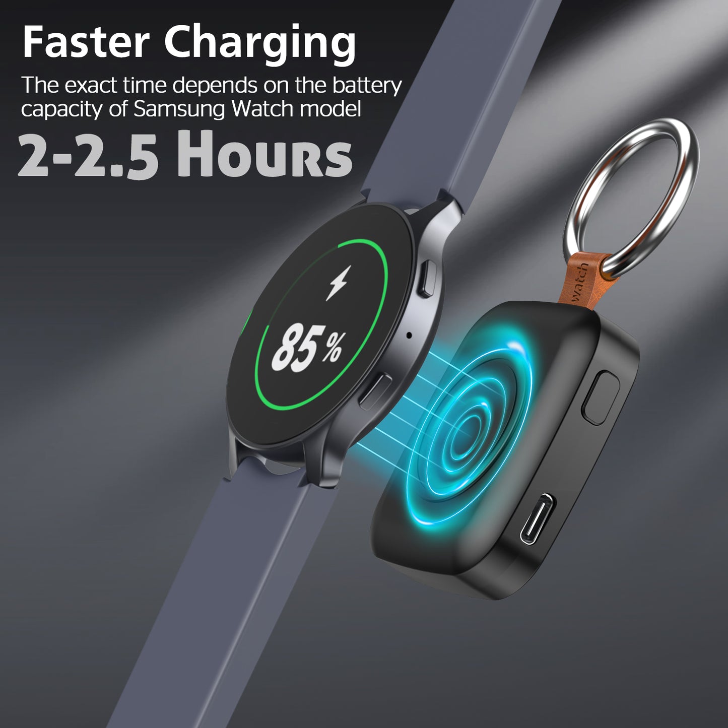 Portable Smartwatch Charger | 1200mAh Keychain Power Bank | Wireless Travel Charging Companion Dewell X