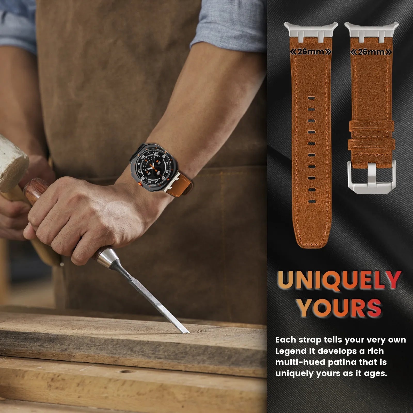 Crazy Horse Leather Watch Band for Samsung Galaxy 7 Ultra - Genuine Luxury Strap Bracelet Dewell X