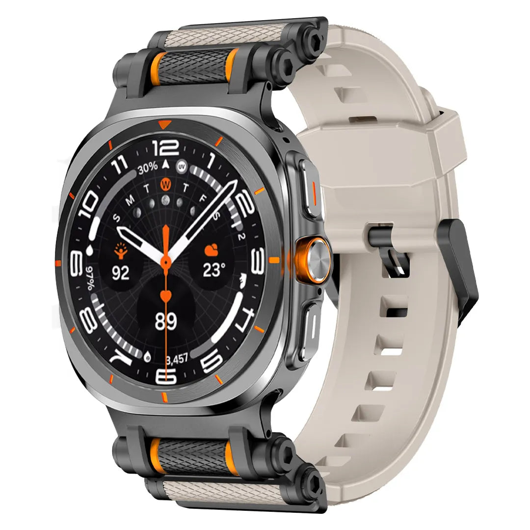Rotation Axis Silicone Band For Galaxy Watch 7 Ultra/8 Ultra Starlight Galaxy 7Ultra 8Ultra Black Dewell X