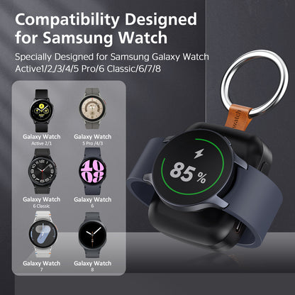 Portable Smartwatch Charger | 1200mAh Keychain Power Bank | Wireless Travel Charging Companion Dewell X
