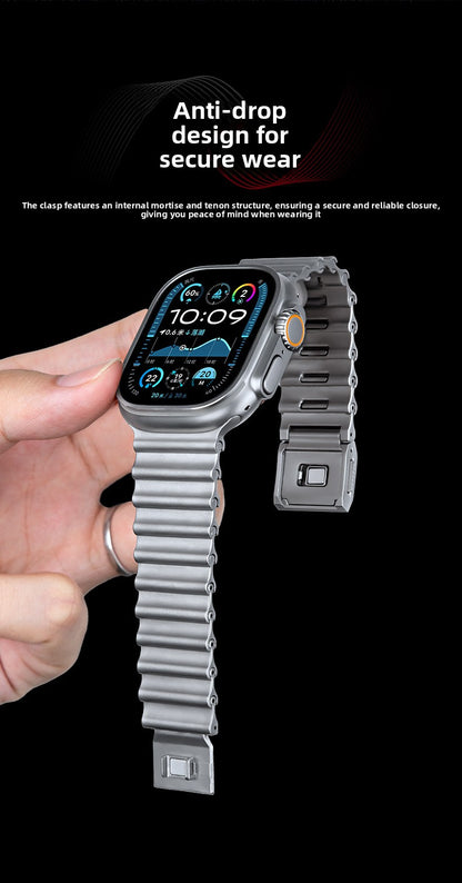 Premium Stainless Steel Ocean Band for Apple Watch - Scratch-Resistant Magnetic Link Bracelet