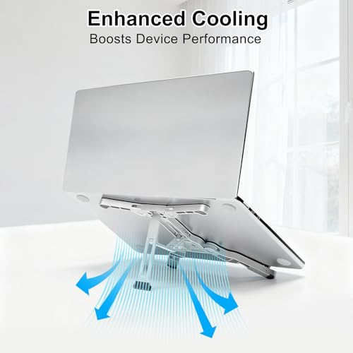 Ultimate 3-in-1 Foldable Workstation: Heavy-Duty Aluminum Stand for Desk Organization & Cooling Dewell X