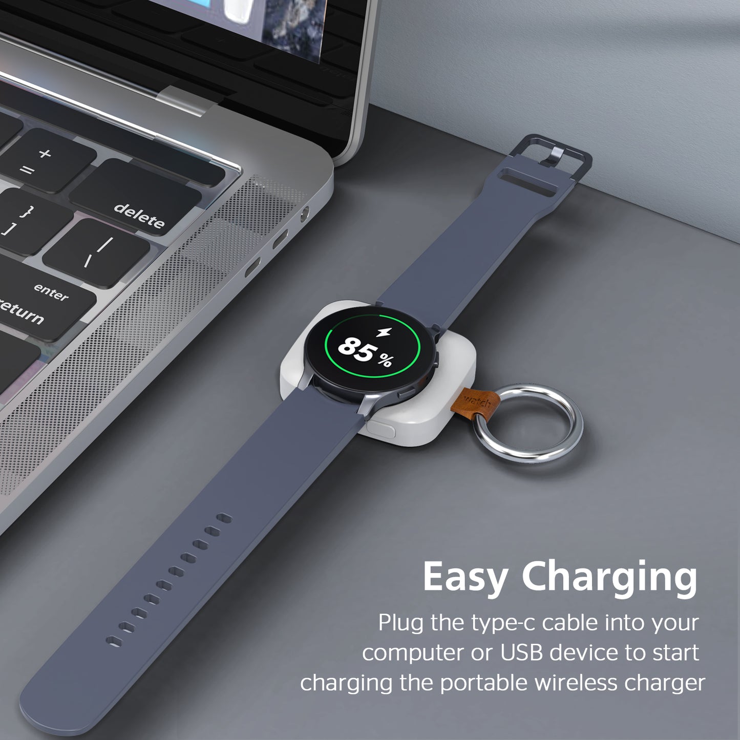 Portable Smartwatch Charger | 1200mAh Keychain Power Bank | Wireless Travel Charging Companion Dewell X