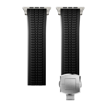 New fluororubber dual press-button watch strap suitable for Apple Watch models 10, 9, 8, 7, 6, 5, SE, Ultra, Series 2, and Series 1 Dewell X