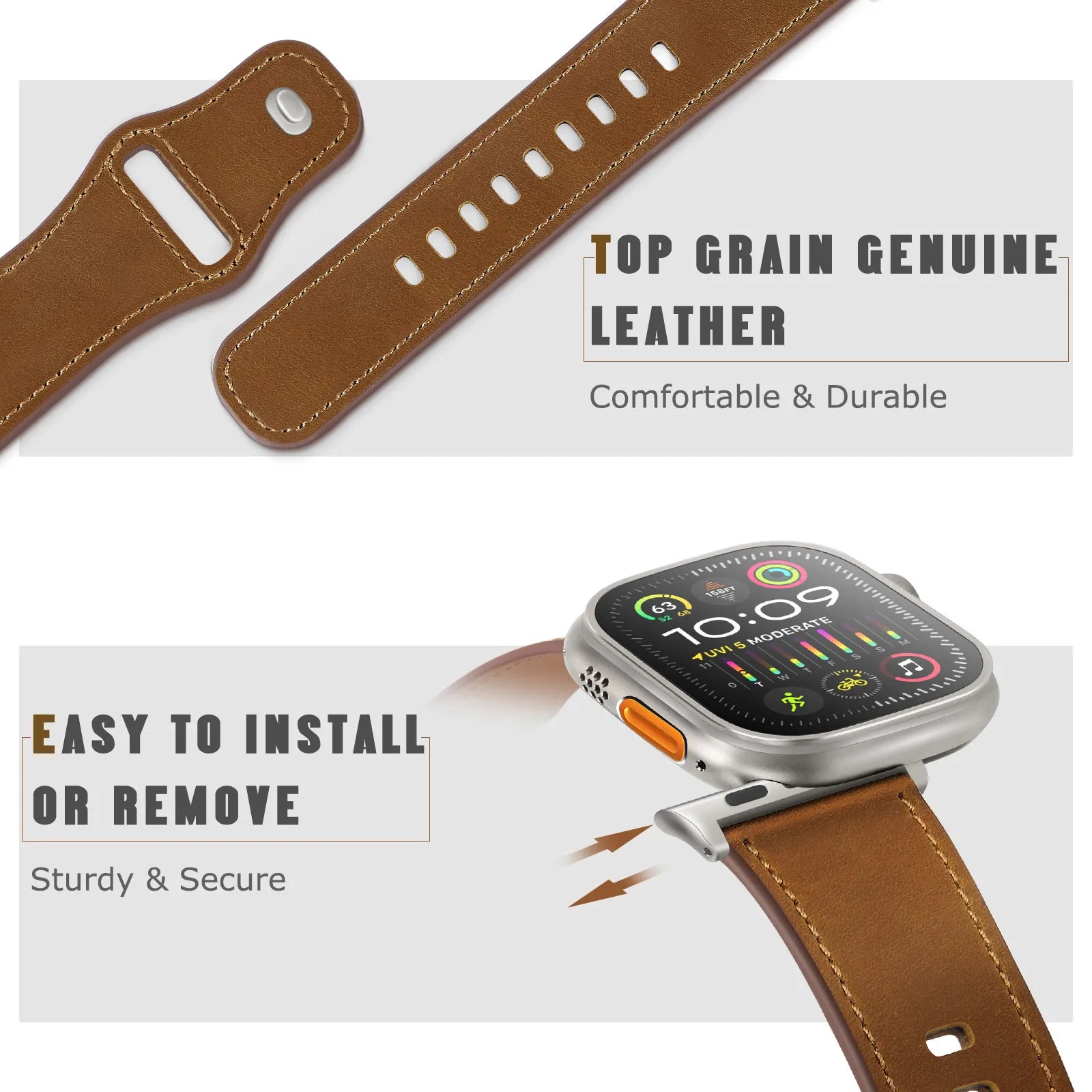Top-grain cowhide strap Ultra model Star Hao new version suitable for Apple Watch 10 Dewell X