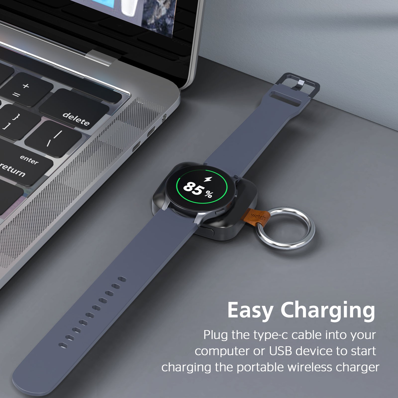 Portable Smartwatch Charger | 1200mAh Keychain Power Bank | Wireless Travel Charging Companion Dewell X