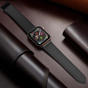 Magnetic Buckle Leather Band for Apple Watch Black Dewell X