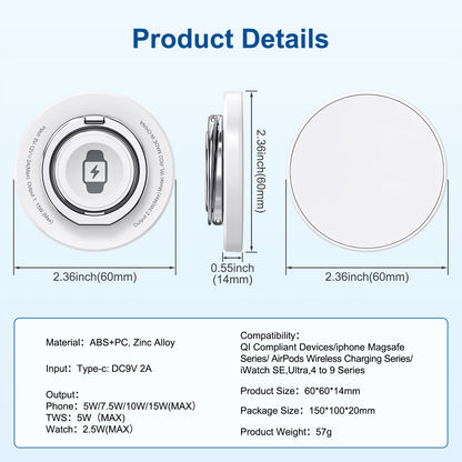3-in-1 Wireless Charger Ring Stand  Fast, Foldable & Stylish Dewell X