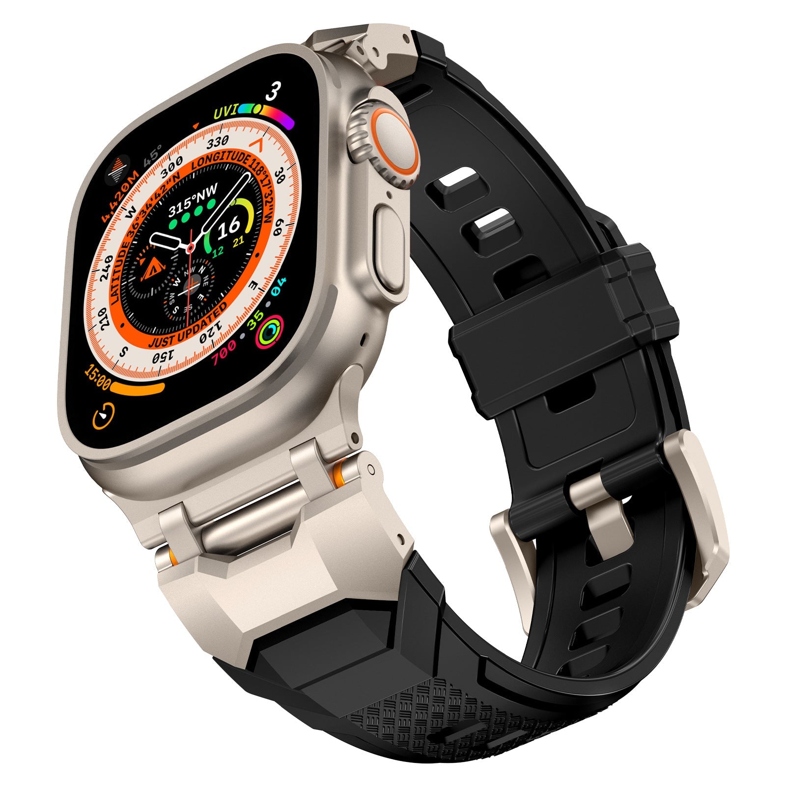 Silicone strap with stainless steel head and Ultra metal end pieces strap Dewell X