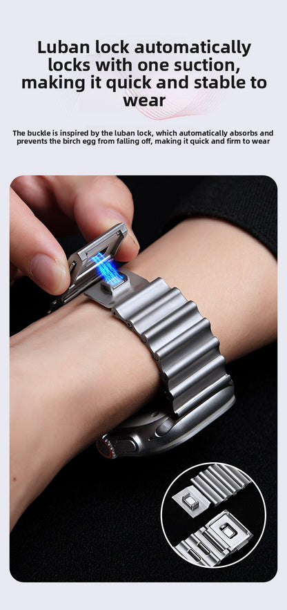 Premium Stainless Steel Ocean Band for Apple Watch - Scratch-Resistant Magnetic Link Bracelet