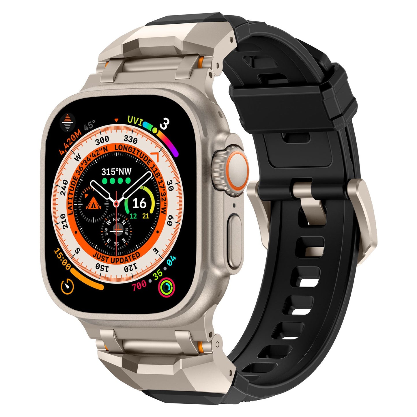 Silicone strap with stainless steel head and Ultra metal end pieces strap Dewell X