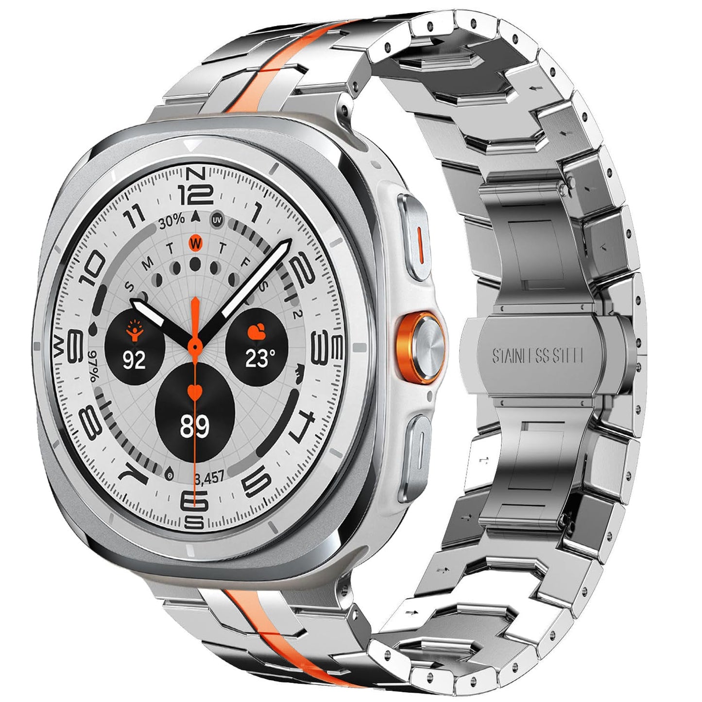 Samsung Watch7 Ultra titanium-colored strap, Iron Man butterfly buckle metal stainless steel strap. Dewell X