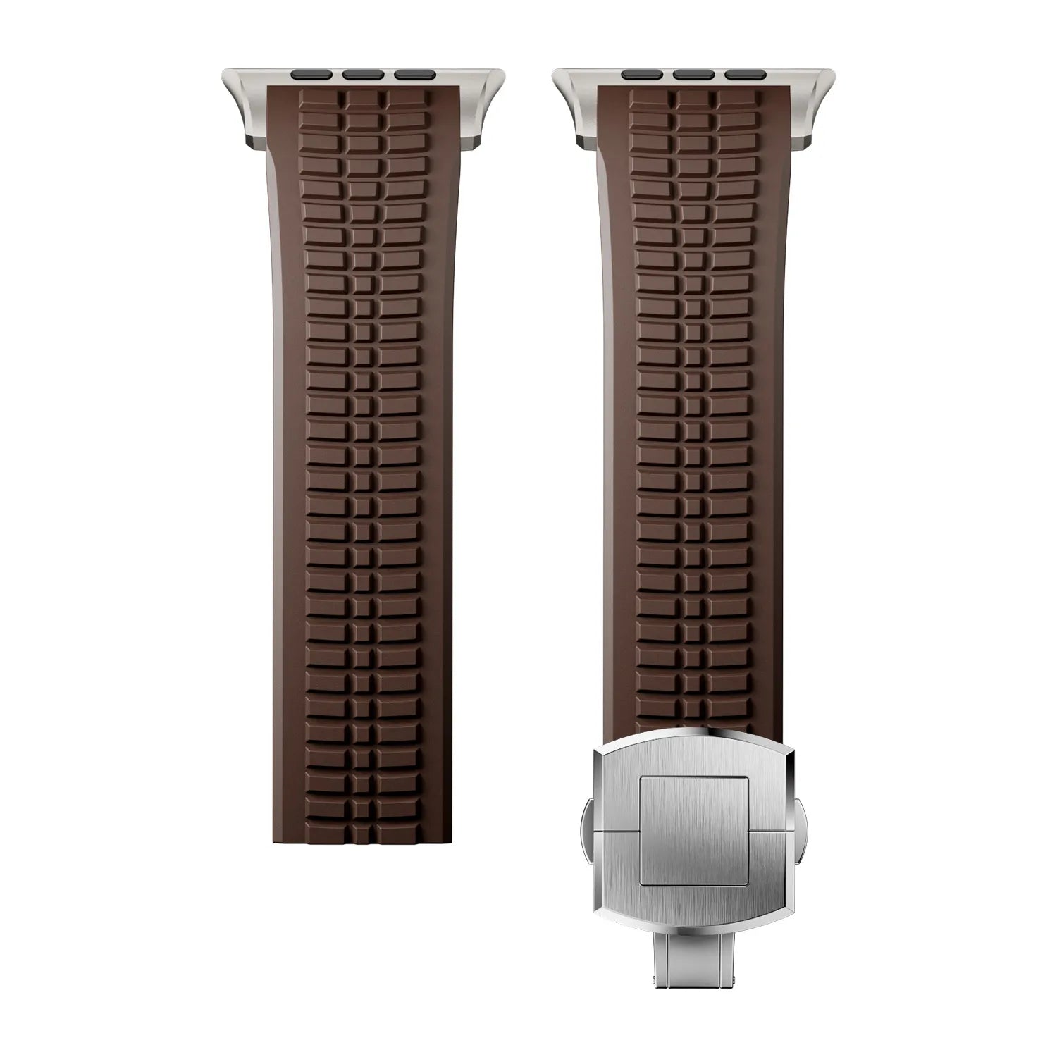 New fluororubber dual press-button watch strap suitable for Apple Watch models 10, 9, 8, 7, 6, 5, SE, Ultra, Series 2, and Series 1 Dewell X