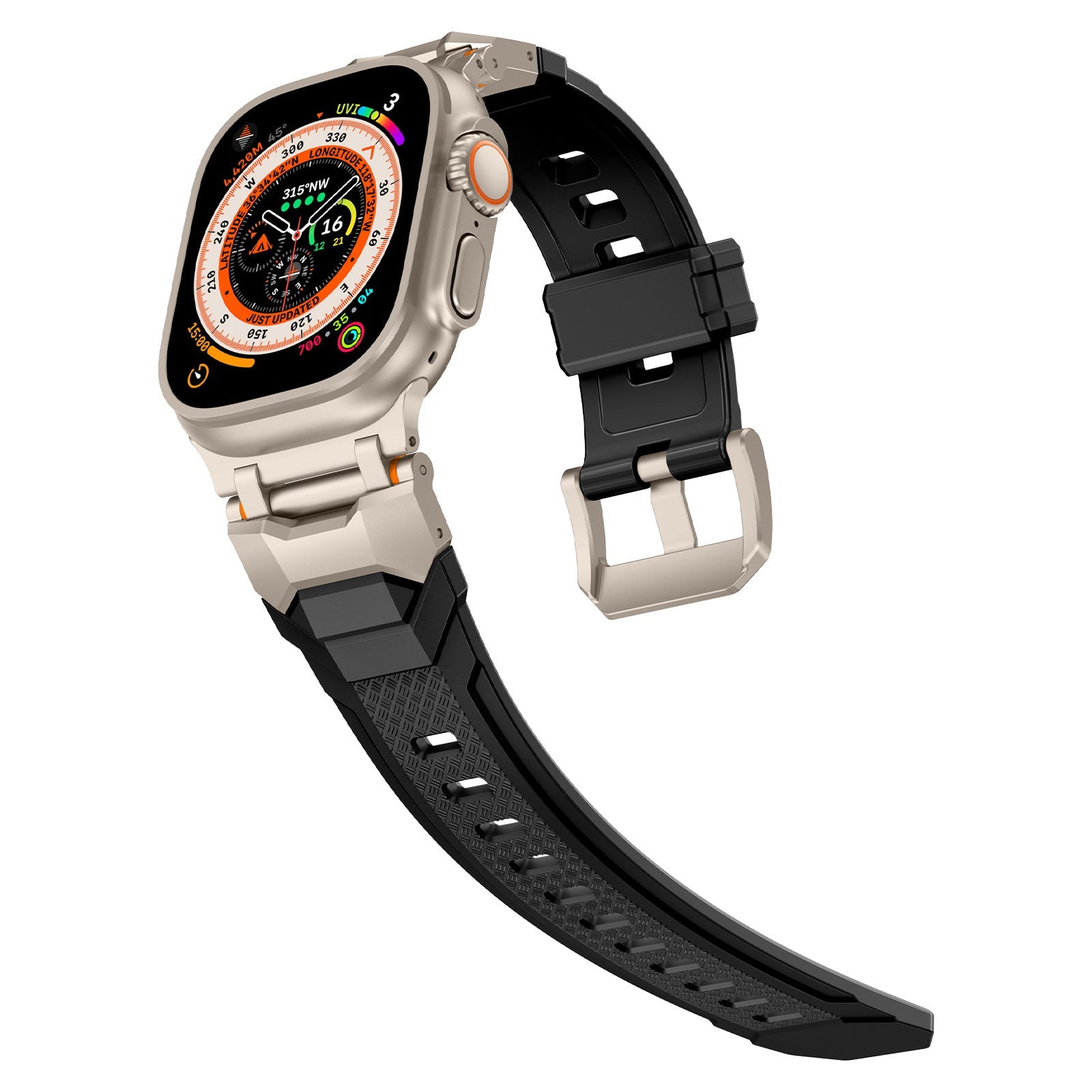 Silicone strap with stainless steel head and Ultra metal end pieces strap Dewell X