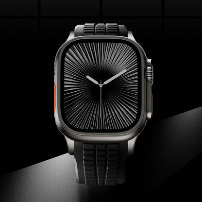 New fluororubber dual press-button watch strap suitable for Apple Watch models 10, 9, 8, 7, 6, 5, SE, Ultra, Series 2, and Series 1 Dewell X