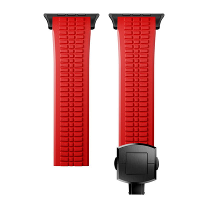 New fluororubber dual press-button watch strap suitable for Apple Watch models 10, 9, 8, 7, 6, 5, SE, Ultra, Series 2, and Series 1 Dewell X