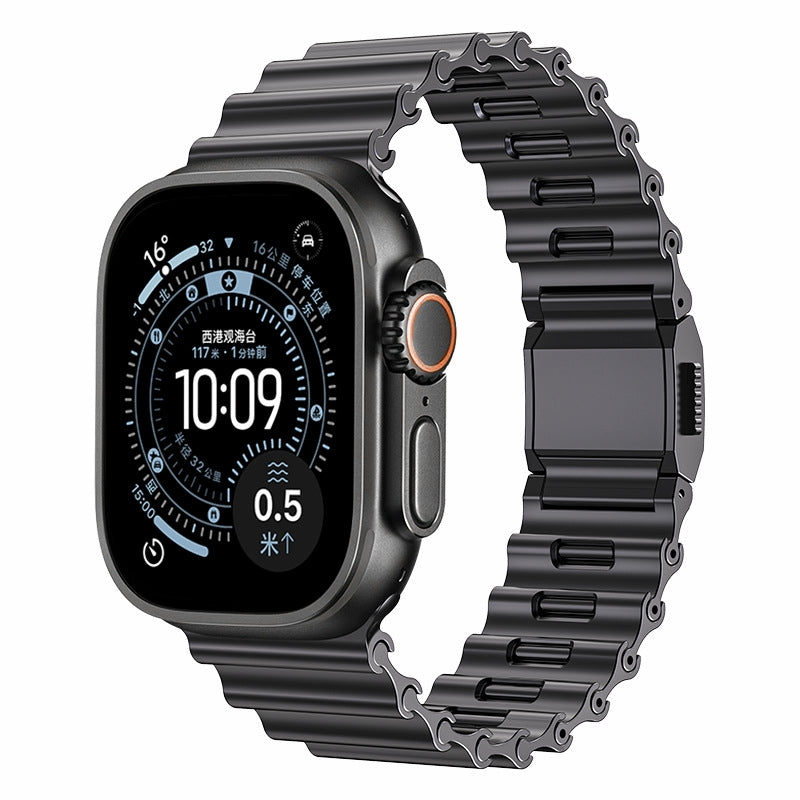 Premium Stainless Steel Ocean Band for Apple Watch - Scratch-Resistant Magnetic Link Bracelet