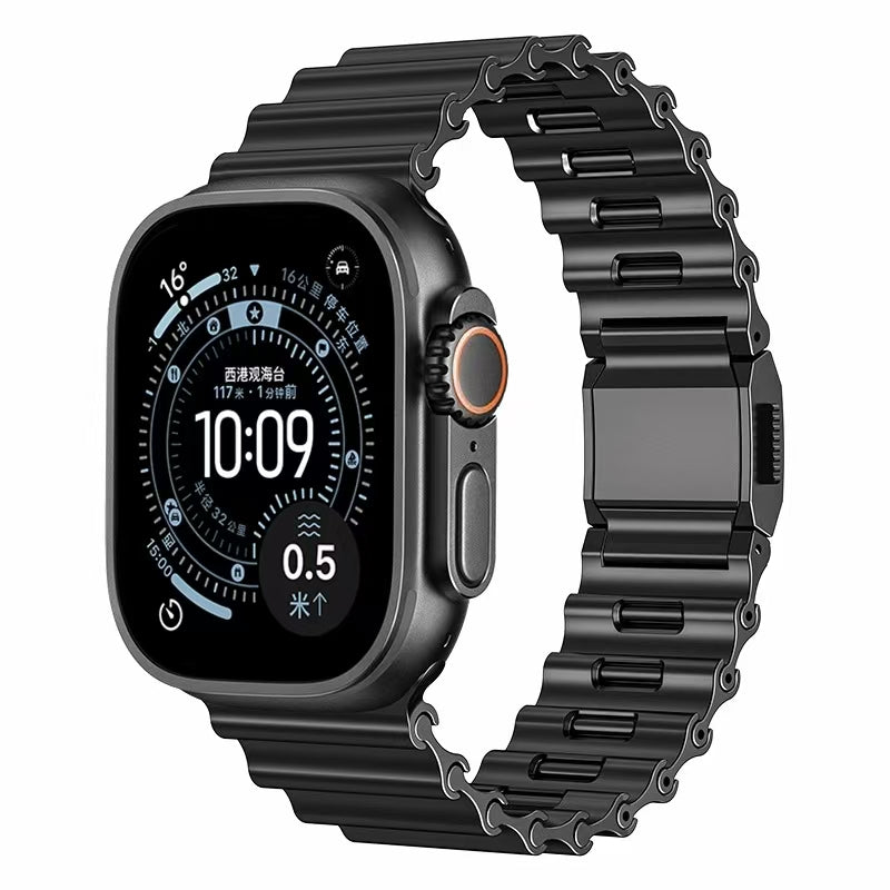 Premium Stainless Steel Ocean Band for Apple Watch - Scratch-Resistant Magnetic Link Bracelet