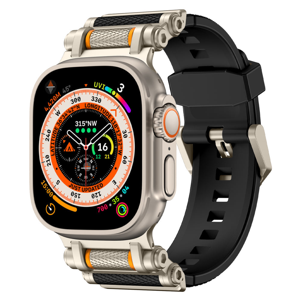 Tactical Destiny Gear Rotating Silicone Band For Apple WatcH Black Silver 44mm 45mm 46mm 49mm Dewell X