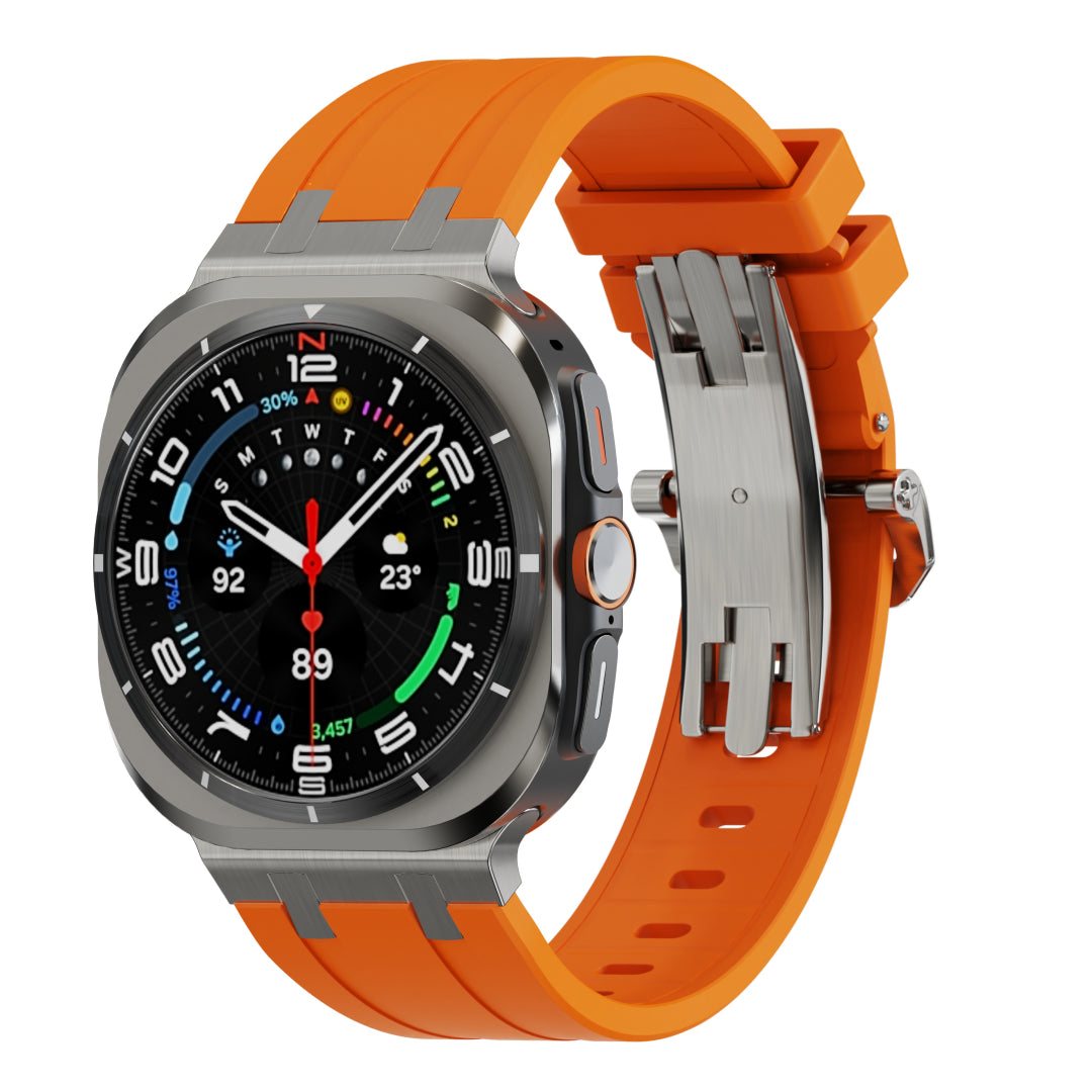 Luxury AP Butterfly Buckle Silicone Band For Samsung Galaxy Watch Ultra Dewell X