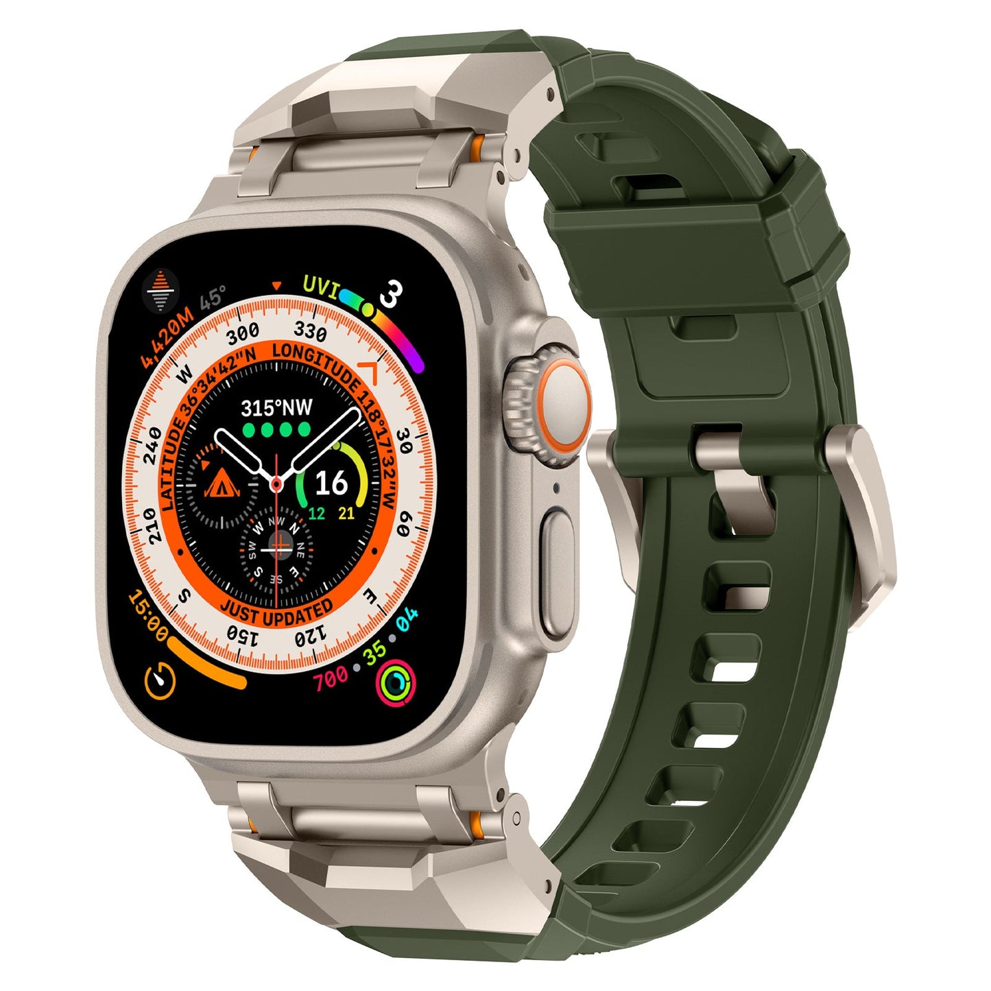 Silicone strap with stainless steel head and Ultra metal end pieces strap Dewell X