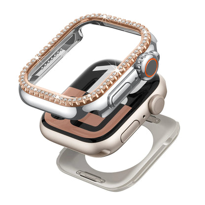 Diamond-Encrusted Apple Watch Case: Compatible with Series 4-9 & SE, Cutout Design Protective Cover Dewell X