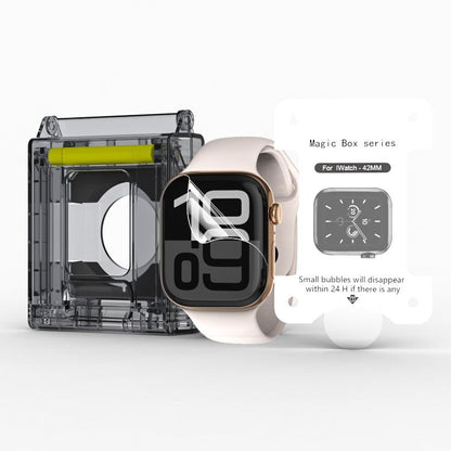 2 PCS  Hydrogel Film for Apple Watch with Quick-Install Magic Box - 9H Scratch Resistance Oil/Water Repellent HD Clear Universal Fit for Multiple Models - Easy Installation No Skills Required Dewell X