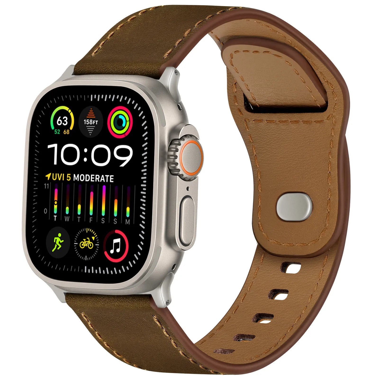 Top-grain cowhide strap Ultra model Star Hao new version suitable for Apple Watch Black-brown and Titanium Buckle Dewell X
