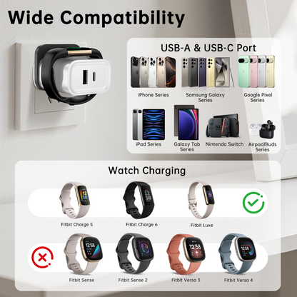 Universal 3-in-1 Charger – Fast USB, Type-C & Wireless for Smartwatch Dewell X