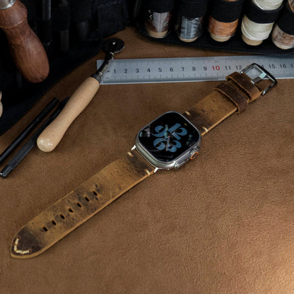 Vintage Leather Band For Apple Watch Dewell X