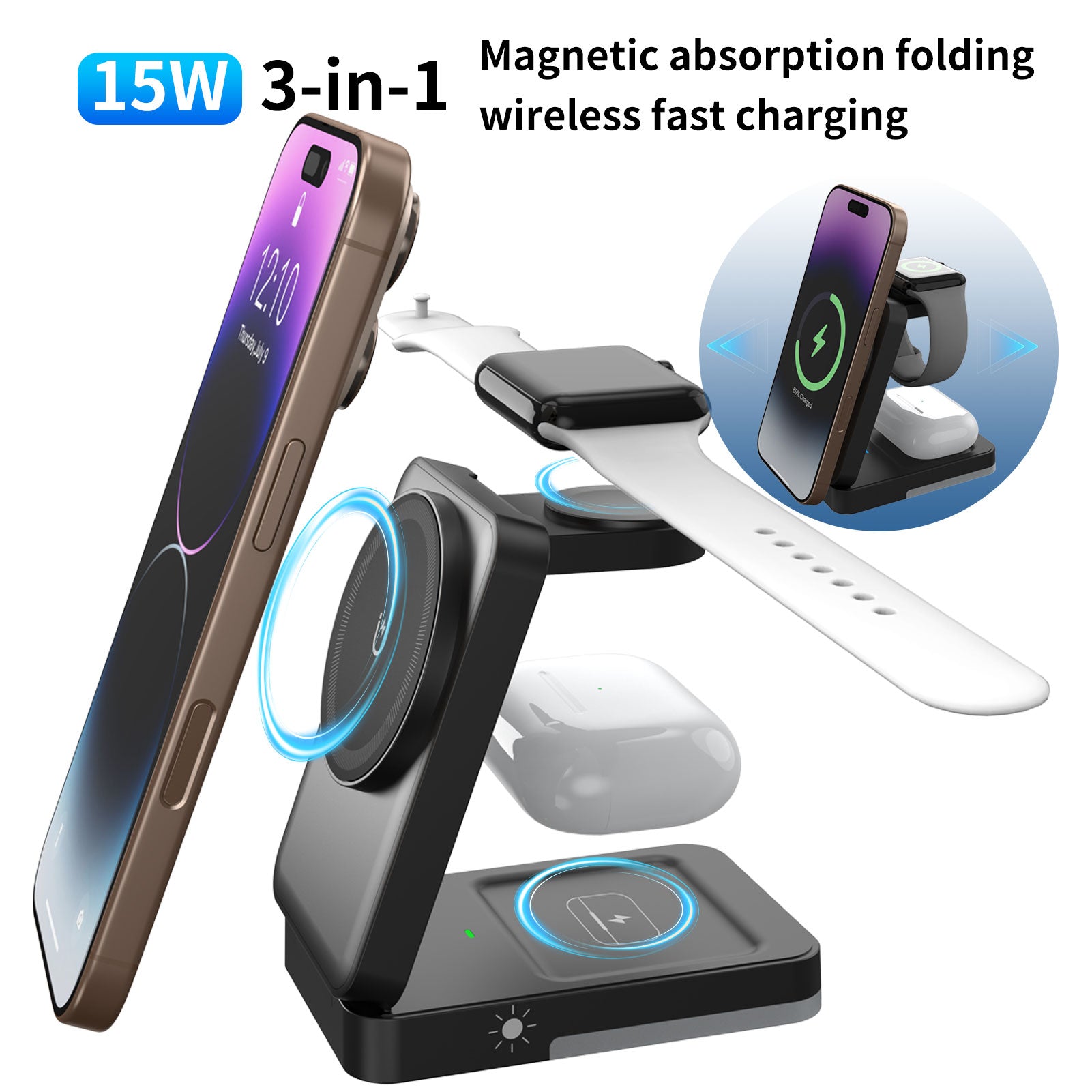 All-in-One 3-in-1 Wireless Charger  Foldable, Fast & Travel-Ready Dewell X