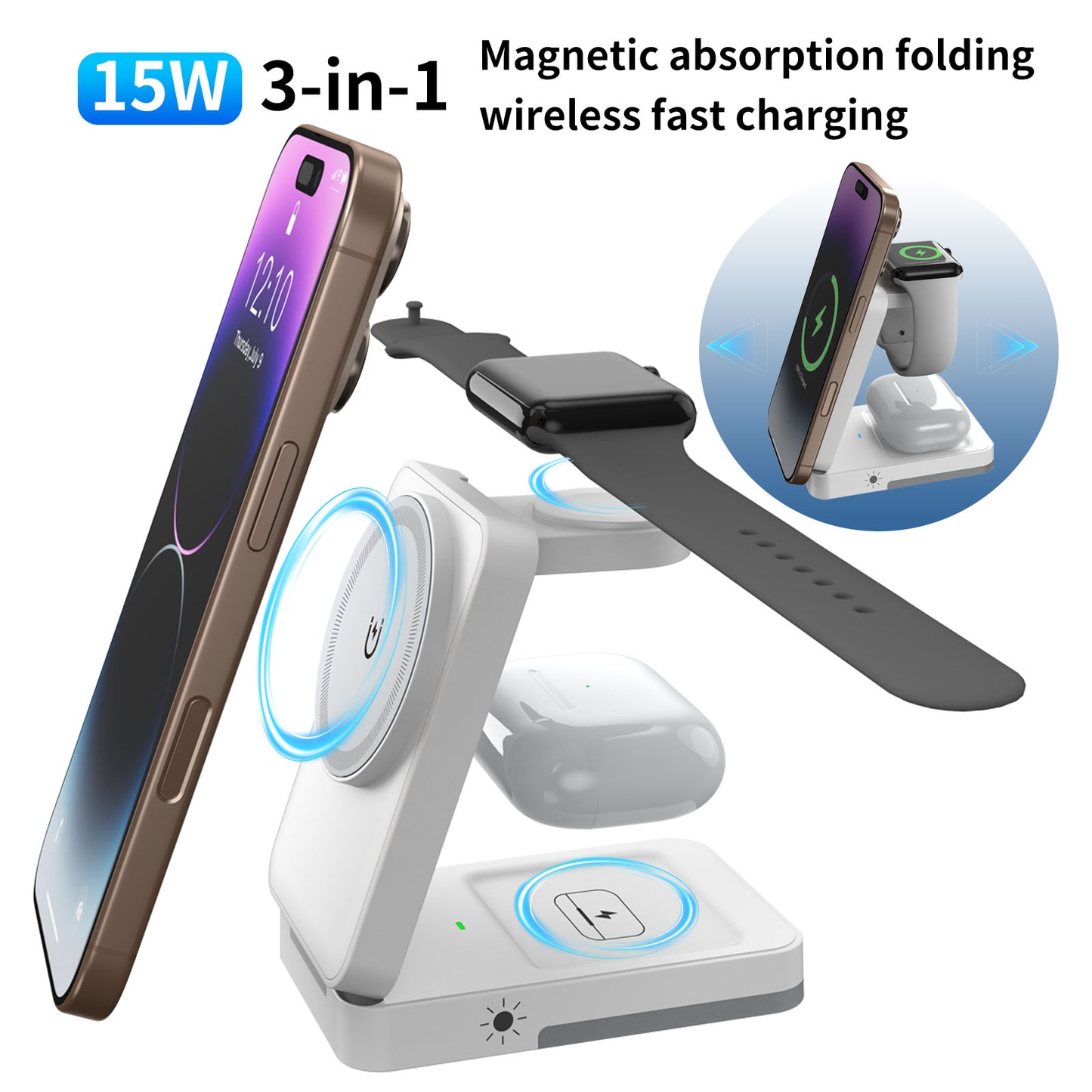 All-in-One 3-in-1 Wireless Charger  Foldable, Fast & Travel-Ready Dewell X