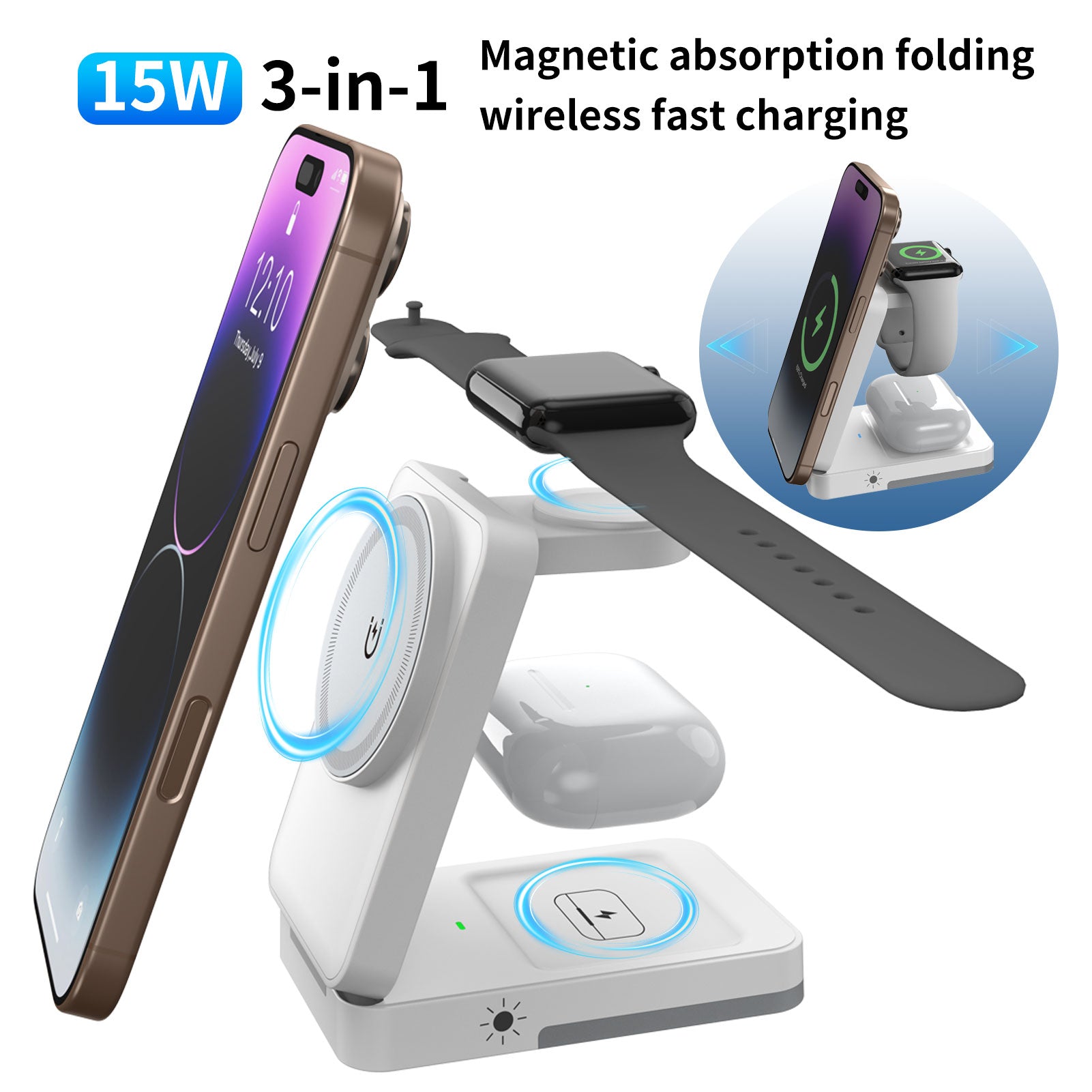 All-in-One 3-in-1 Wireless Charger  Foldable, Fast & Travel-Ready Dewell X