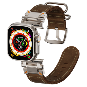 Tactical Vintage Leather Band for Apple Watch Brown Dewell X