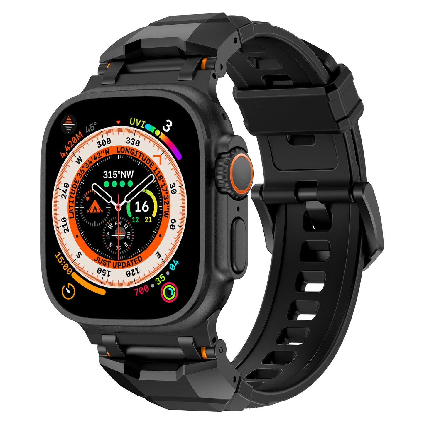 Silicone strap with stainless steel head and Ultra metal end pieces strap Dewell X