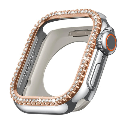 Diamond-Encrusted Apple Watch Case: Compatible with Series 4-9 & SE, Cutout Design Protective Cover Dewell X