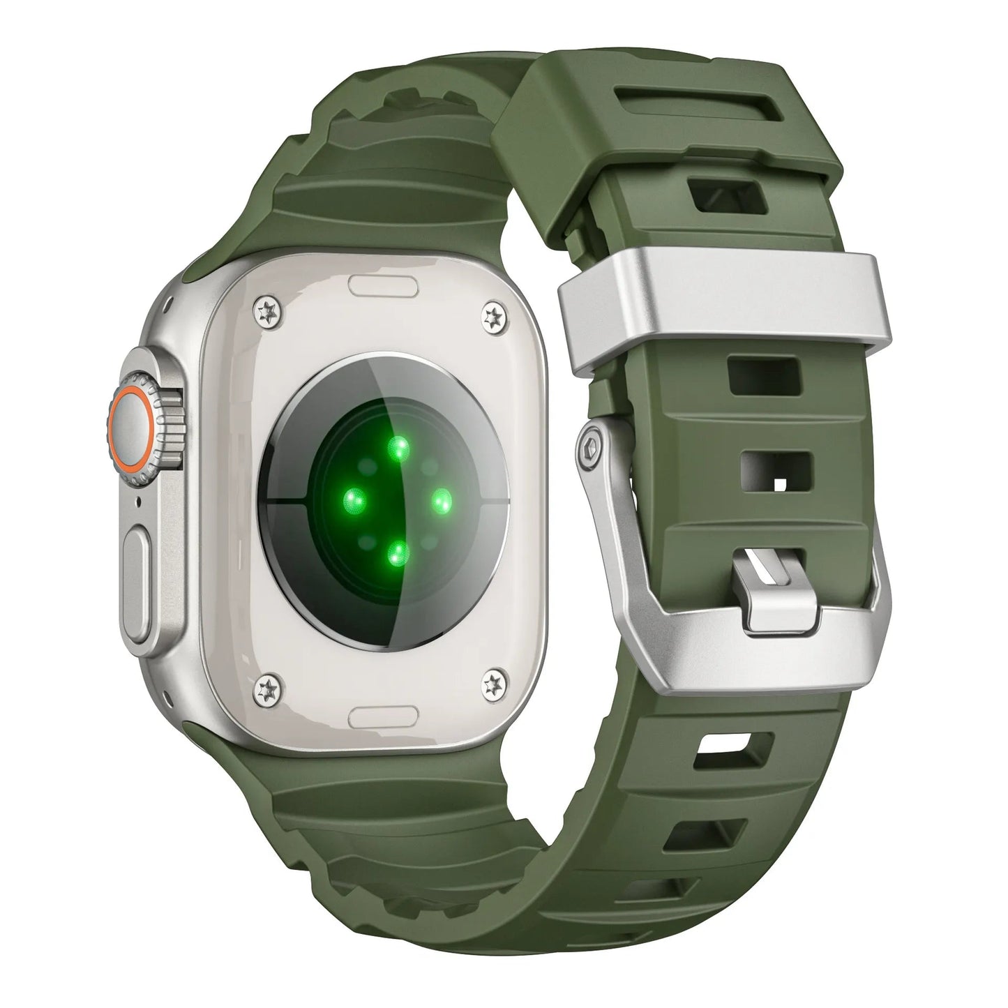 Wild path FKM fluororubber sports strap titanium metal clasp suitable for Apple Watch Ultra 2/1 S10/9/8/7/SE replacement wristband (49mm 45mm 44mm 42mm) Dewell X