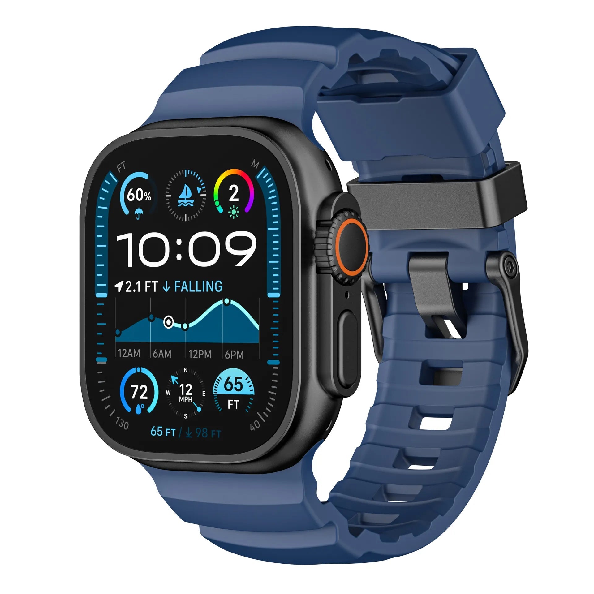 Wild path FKM fluororubber sports strap titanium metal clasp suitable for Apple Watch Ultra 2/1 S10/9/8/7/SE replacement wristband (49mm 45mm 44mm 42mm) Dewell X