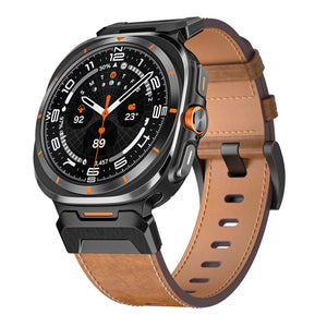 Tactical Leather Band For Galaxy Watch 7 Ultra/8 Ultra Brown Galaxy 7Ultra 8 Ultra Black Dewell X