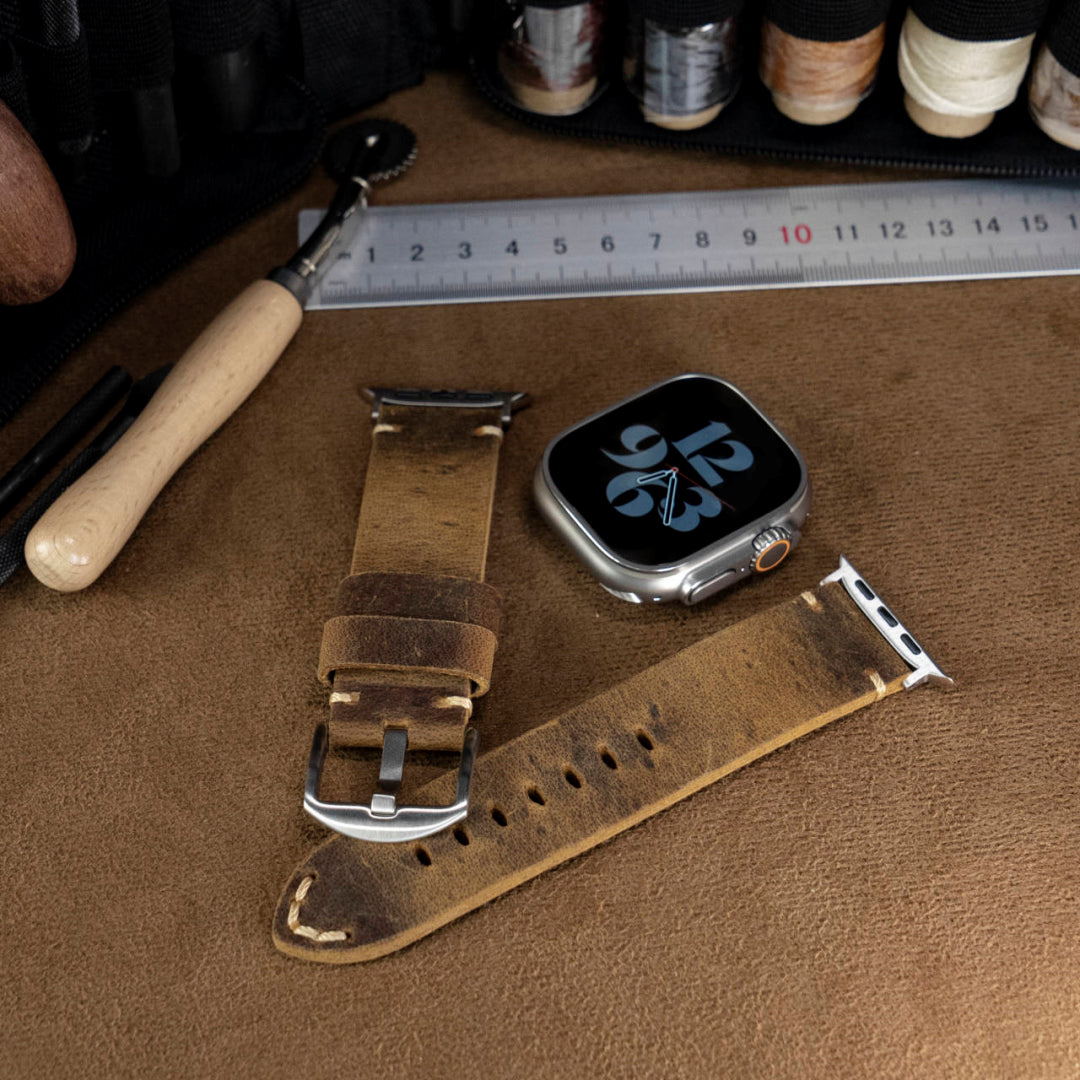 Vintage Leather Band For Apple Watch Dewell X