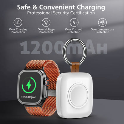 Portable Smartwatch Charger | 1200mAh Keychain Power Bank | Wireless Travel Charging Companion Dewell X