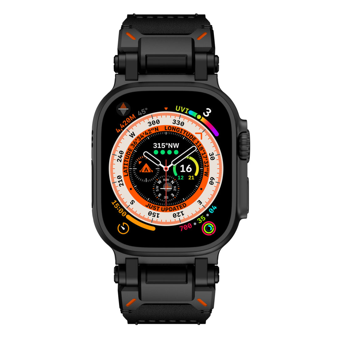 New Titanium Metal Head Leather Band For Apple Watch Dewell X