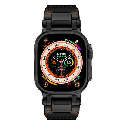 New Titanium Metal Head Leather Band For Apple Watch Dewell X