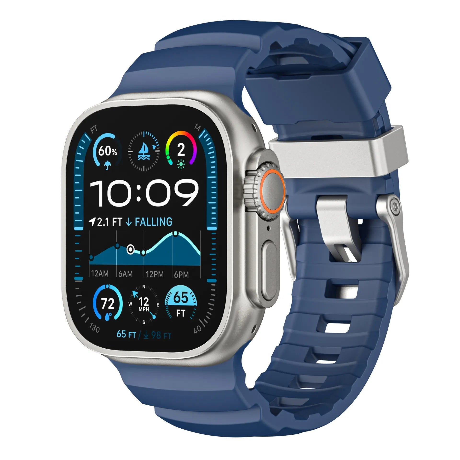 Wild path FKM fluororubber sports strap titanium metal clasp suitable for Apple Watch Ultra 2/1 S10/9/8/7/SE replacement wristband (49mm 45mm 44mm 42mm) Dewell X