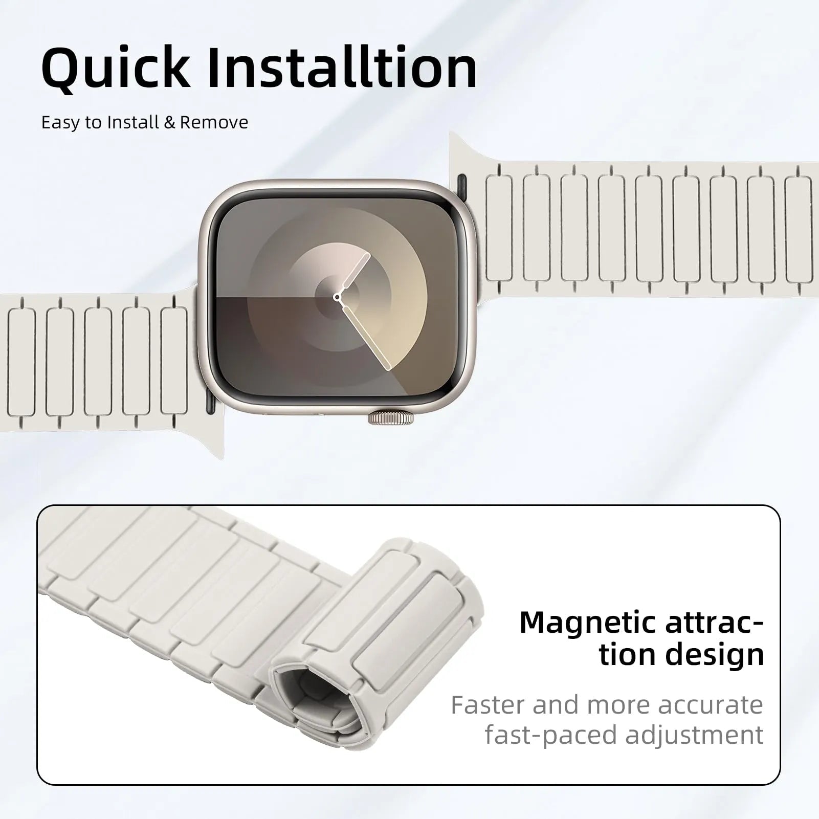 Magnetic Silicone Band for Apple Watch – Compatible with Ultra 2, Ultra, Series 1–10, SE (38–49mm) Dewell X