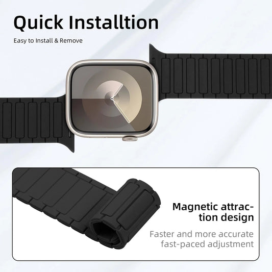 Magnetic Silicone Band for Apple Watch – Compatible with Ultra 2, Ultra, Series 1–10, SE (38–49mm) Dewell X