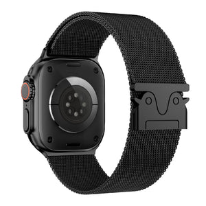 Magnetic Umbrella Buckle Milanese Stainless Steel Strap for Apple Watch Carbon Black Dewell X