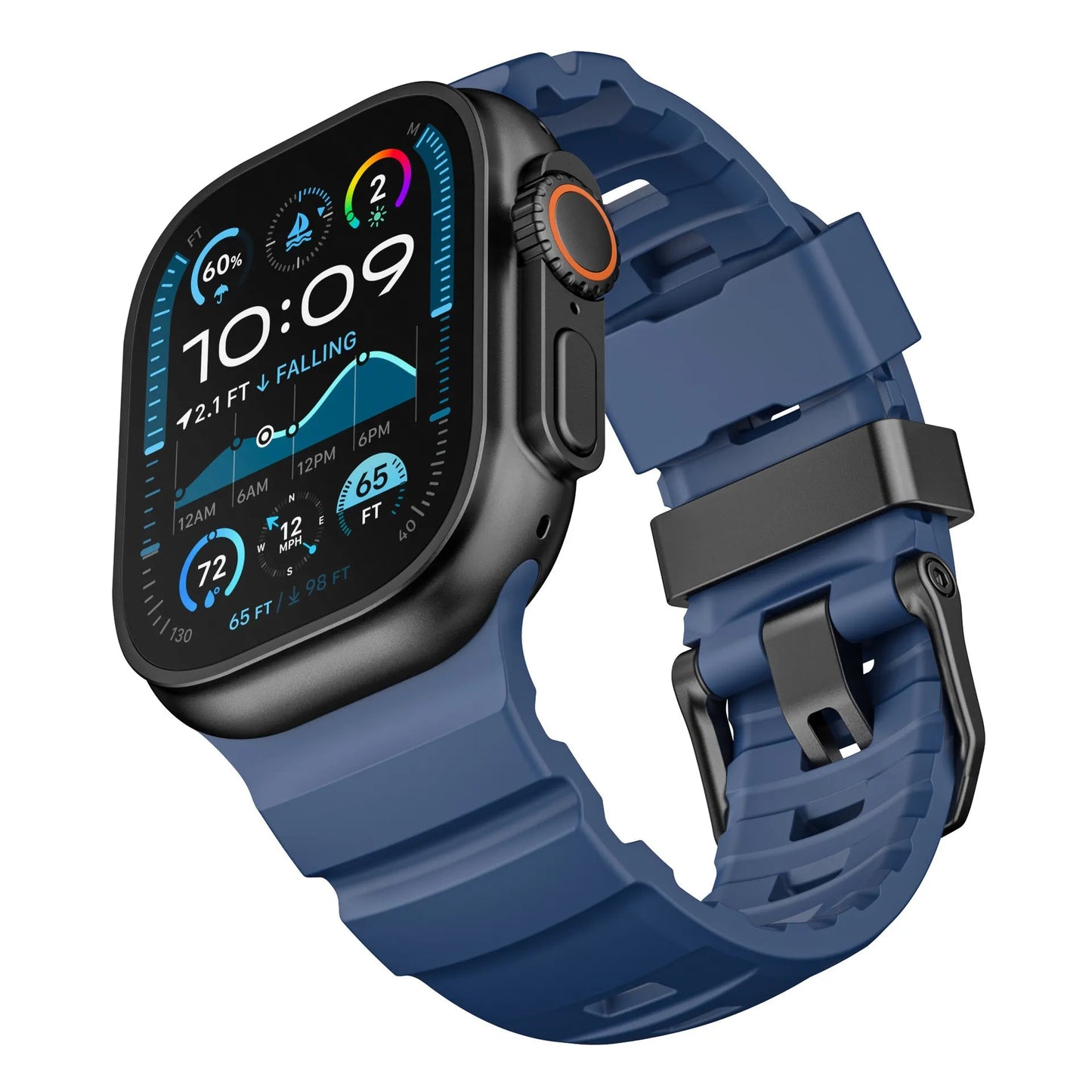 Wild path FKM fluororubber sports strap titanium metal clasp suitable for Apple Watch Ultra 2/1 S10/9/8/7/SE replacement wristband (49mm 45mm 44mm 42mm) Dewell X