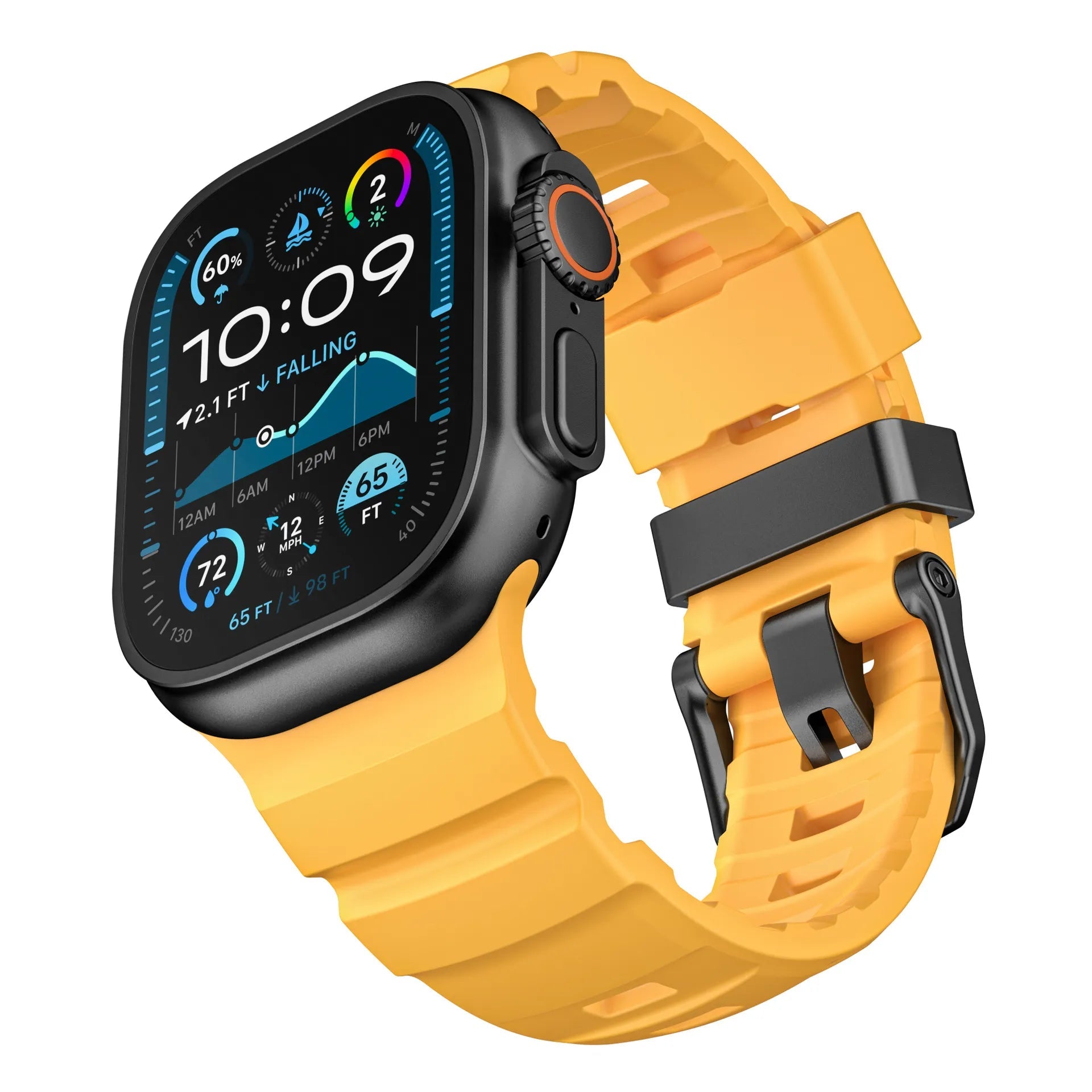 Wild path FKM fluororubber sports strap titanium metal clasp suitable for Apple Watch Ultra 2/1 S10/9/8/7/SE replacement wristband (49mm 45mm 44mm 42mm) Dewell X