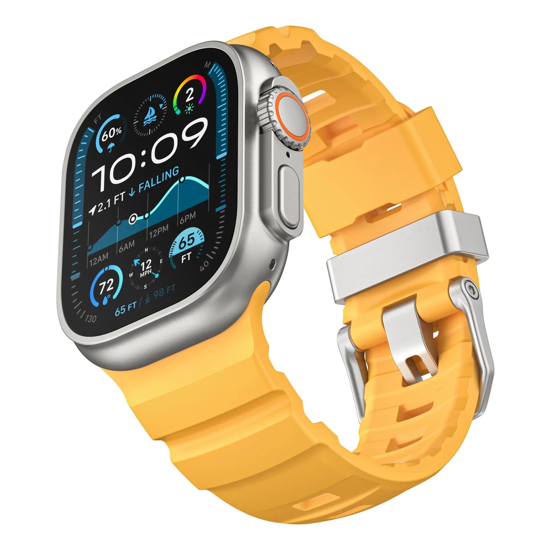 Wild path FKM fluororubber sports strap titanium metal clasp suitable for Apple Watch Ultra 2/1 S10/9/8/7/SE replacement wristband (49mm 45mm 44mm 42mm) Dewell X
